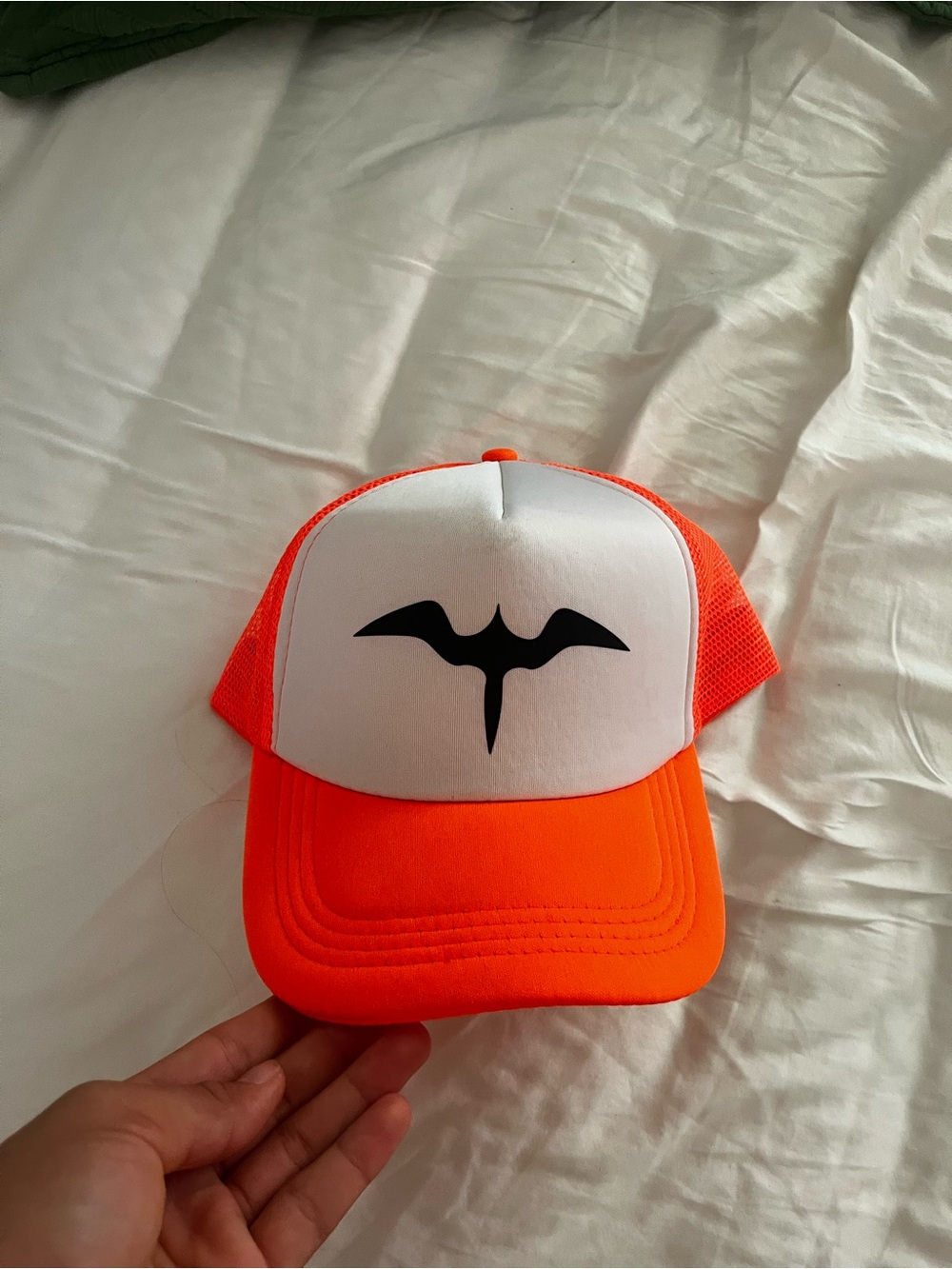 Orange and White Trucker Hat with Iwa